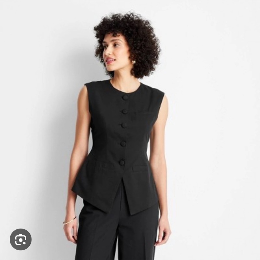 Future Collective Black Sleeveless Button-Front Waistcoat - Jenee Naylor